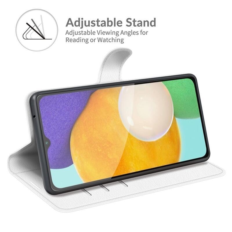 Litchi PU bőr pénztárca tok Samsung Galaxy A13 5G/Galaxy A04s (164.7 x 76.7 x 9.1 mm) - fehér