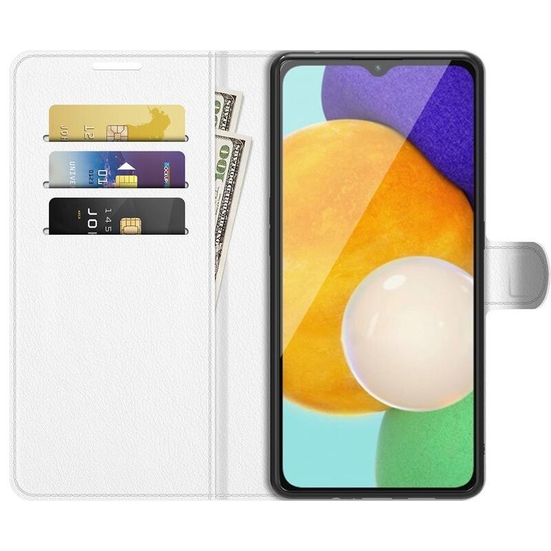 Litchi PU bőr pénztárca tok Samsung Galaxy A13 5G/Galaxy A04s (164.7 x 76.7 x 9.1 mm) - fehér