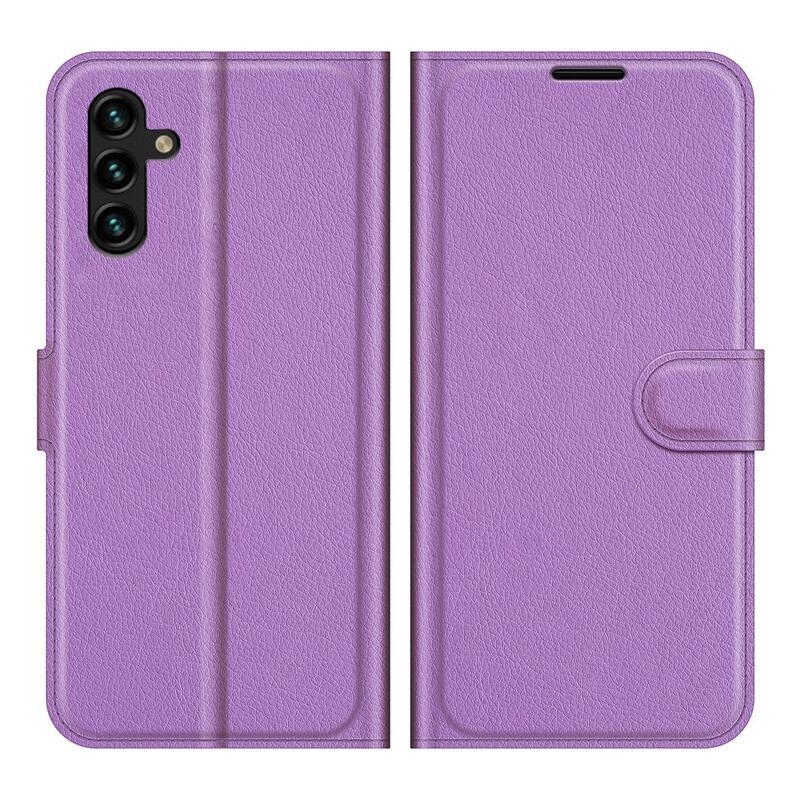 Litchi PU bőr pénztárca tok Samsung Galaxy A13 5G/Galaxy A04s (164.7 x 76.7 x 9.1 mm) - lila