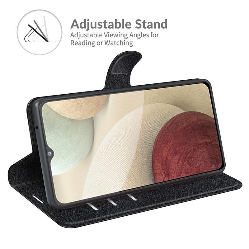 Litchi PU bőr pénztárca tok Samsung Galaxy A22 4G/M22 - fekete