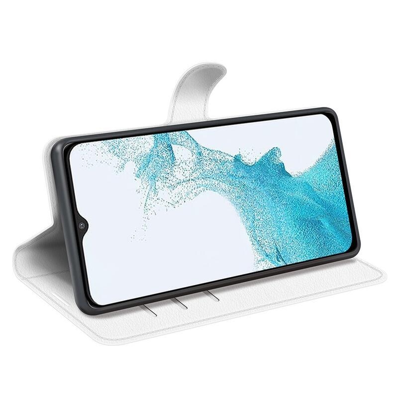 Litchi PU bőr pénztárca tok Samsung Galaxy A23 4G/5G készülékhez - fehér