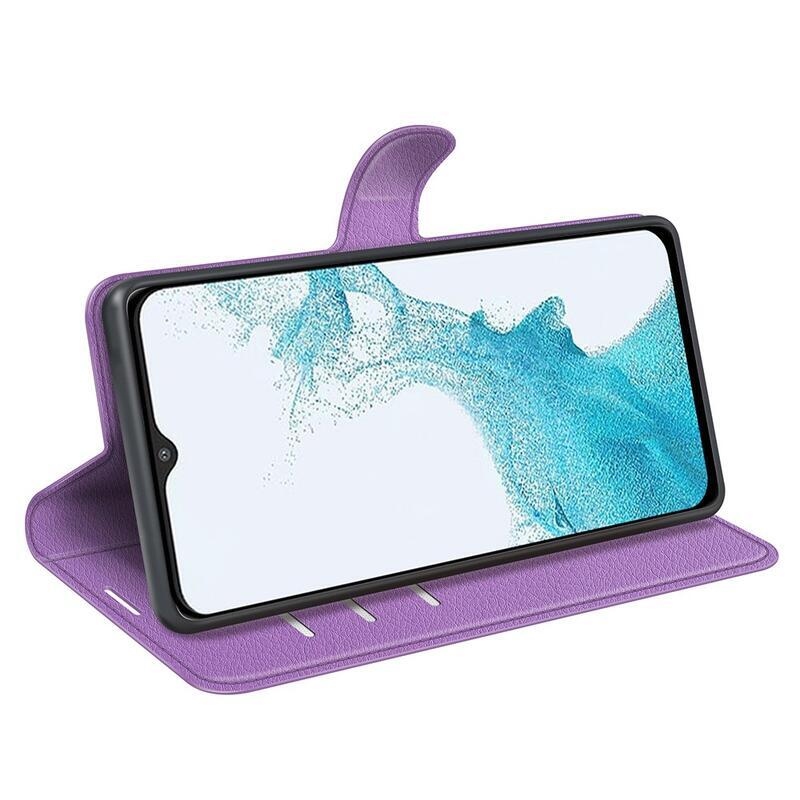 Litchi PU bőr pénztárca tok Samsung Galaxy A23 4G/5G - lila