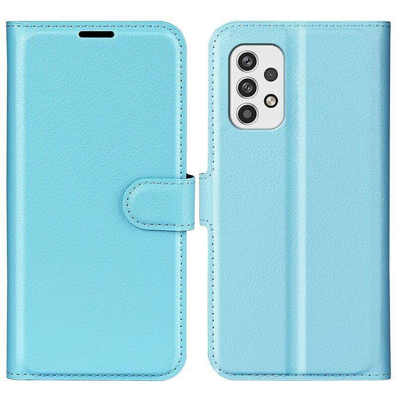 Litchi PU bőr pénztárca tok Samsung Galaxy A23 4G/5G készülékhez - kék