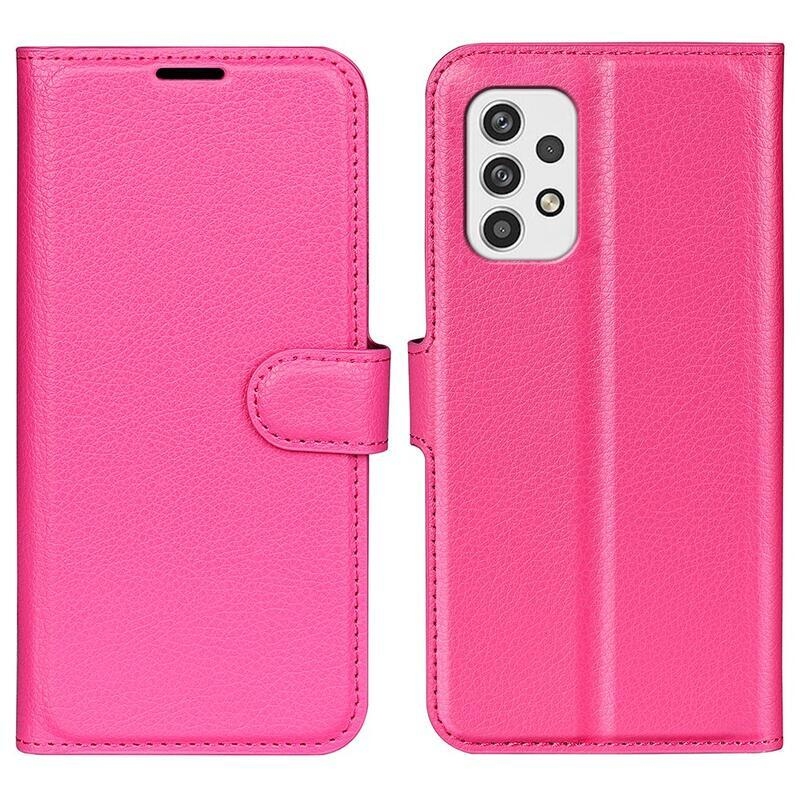 Litchi PU bőr pénztárca tok Samsung Galaxy A23 4G/5G - rózsaszín - rózsa