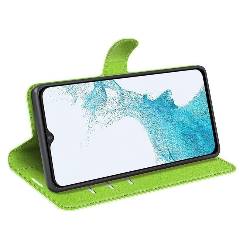 Litchi PU bőr pénztárca tok Samsung Galaxy A23 4G/5G - zöld