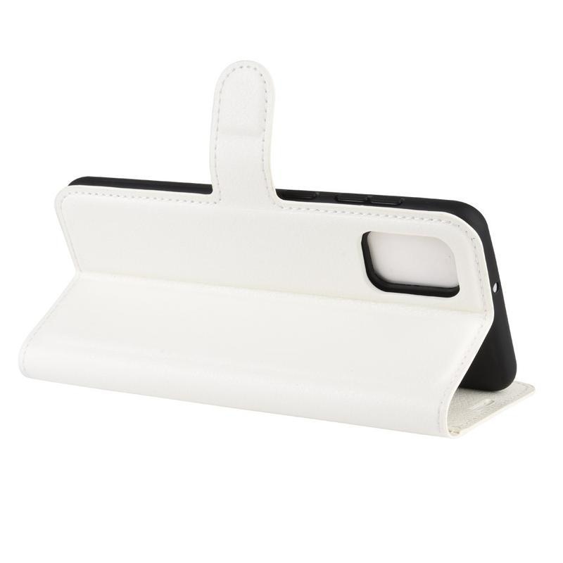 Litchi PU bőr pénztárca tok Samsung Galaxy A31-hez - fehér