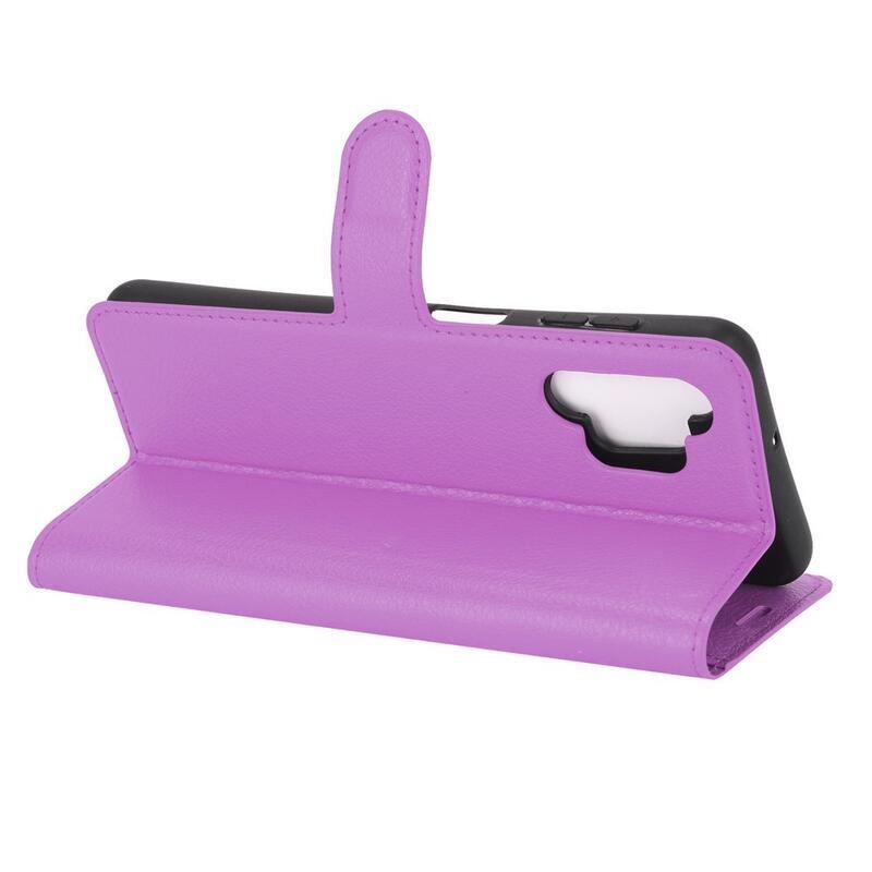 Litchi PU bőr pénztárca tok Samsung Galaxy A32 5G - lila