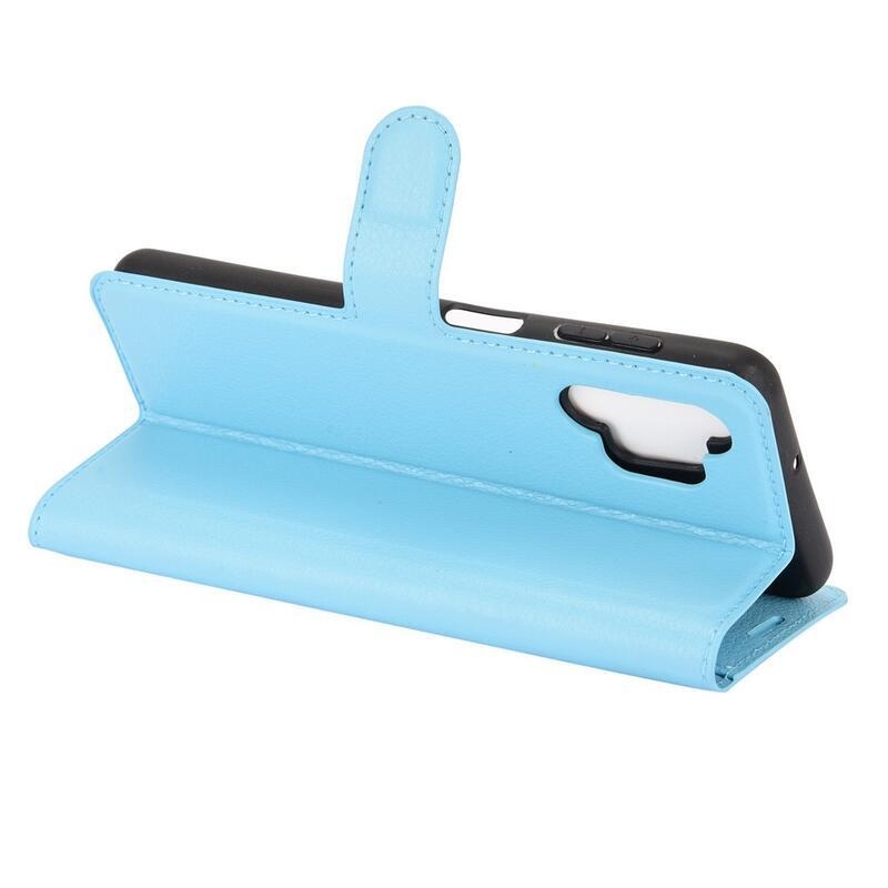 Litchi PU bőr pénztárca tok Samsung Galaxy A32 5G számára - kék