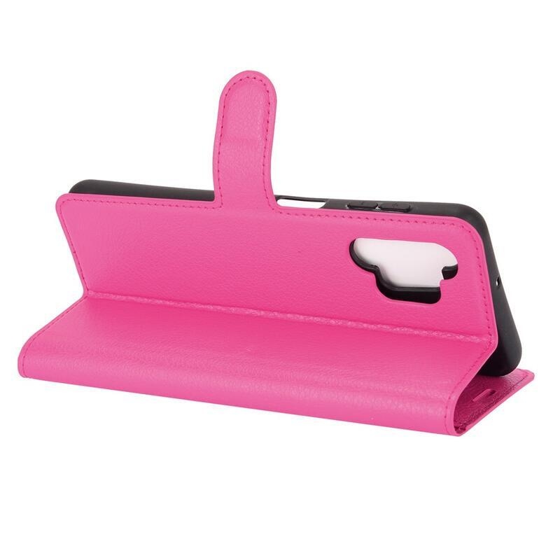 Litchi PU bőr pénztárca tok Samsung Galaxy A32 5G - rózsaszínű