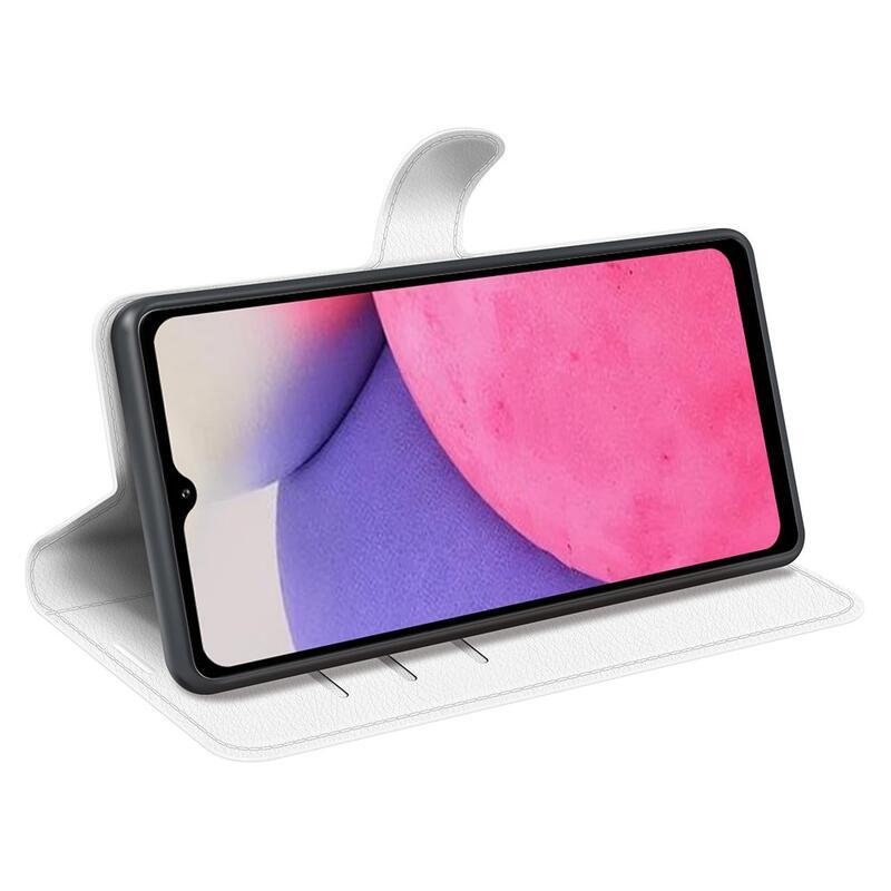 Litchi PU bőr pénztárca tok Samsung Galaxy A33 5G-hez - fehér