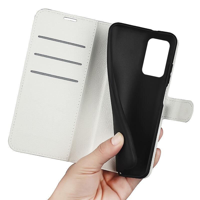 Litchi PU bőr pénztárca tok Samsung Galaxy A33 5G-hez - fehér