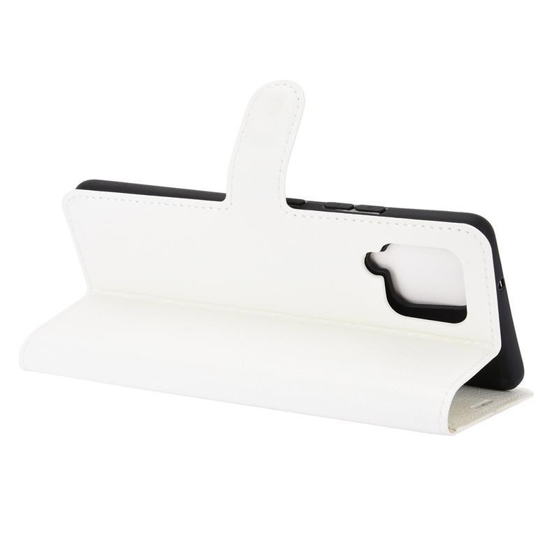 Litchi PU bőr pénztárca tok Samsung Galaxy A42 5G-hez - fehér