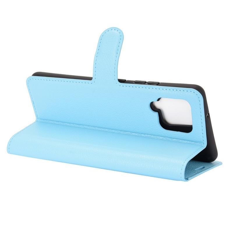 Litchi PU bőr pénztárca tok Samsung Galaxy A42 5G-hez - kék