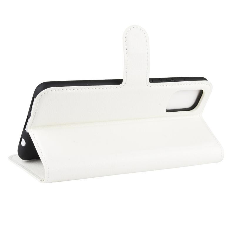 Litchi PU bőr pénztárca tok Samsung Galaxy A51 5G-hez - fehér