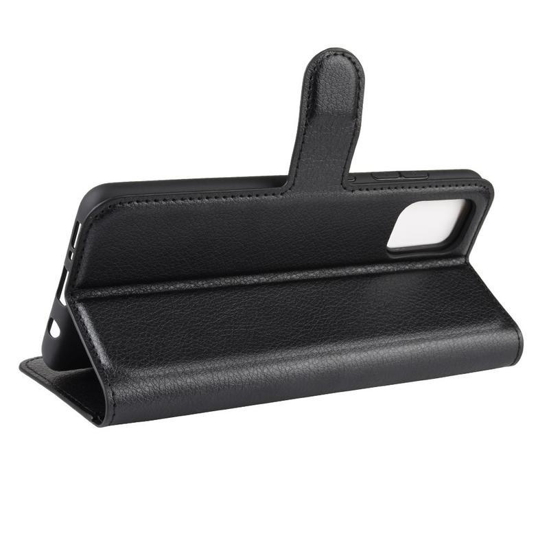 Litchi PU bőr pénztárca tok Samsung Galaxy A51 5G - fekete