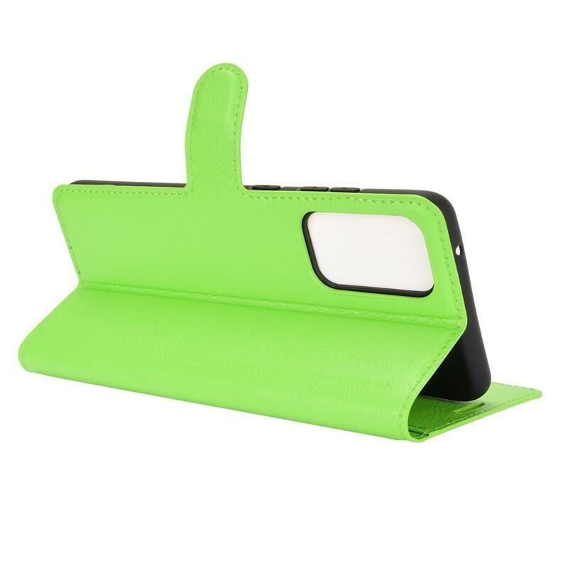 Litchi PU bőr pénztárca tok Samsung Galaxy A52 5G/4G/A52s 5G - zöld