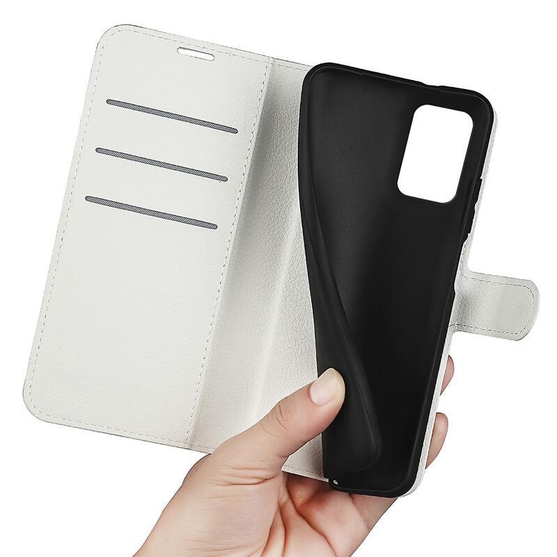 Litchi PU bőr pénztárca tok Samsung Galaxy A53 5G-hez - fehér