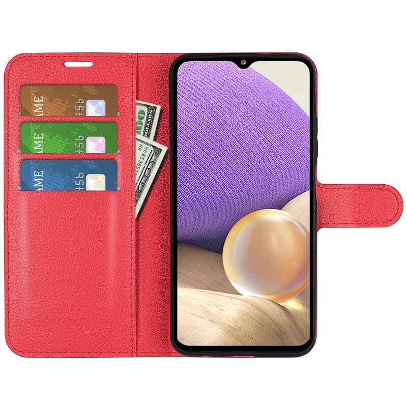 Litchi PU bőr pénztárca tok Samsung Galaxy A53 5G-hez - piros