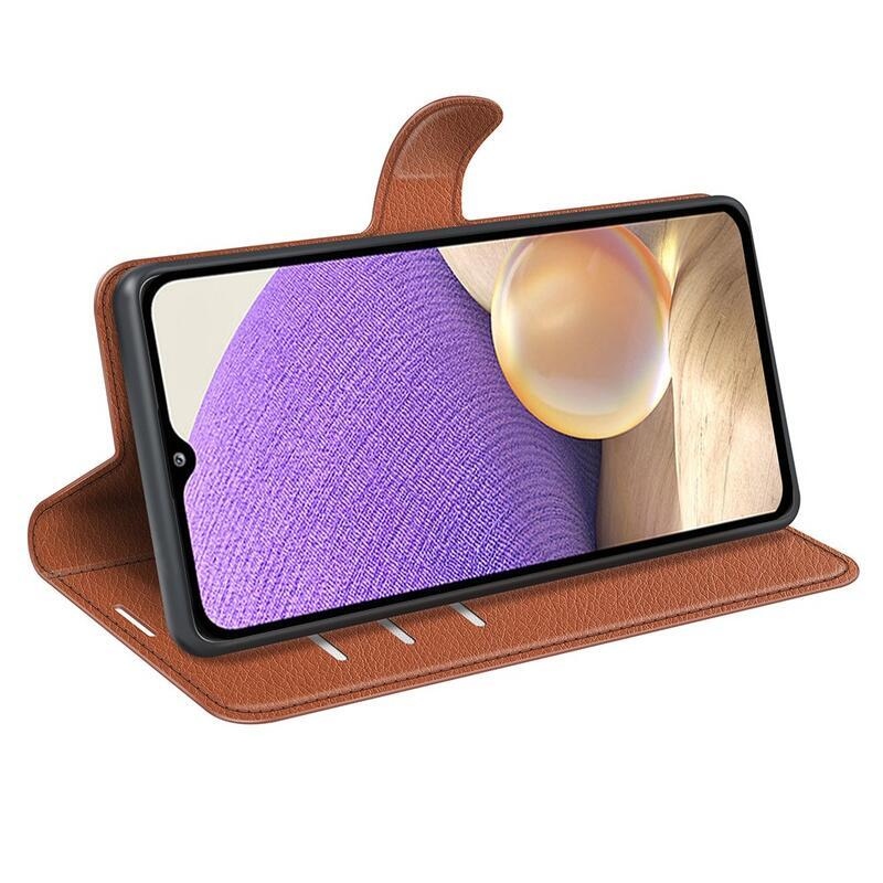 Litchi PU bőr pénztárca tok Samsung Galaxy A53 5G-hez - barna