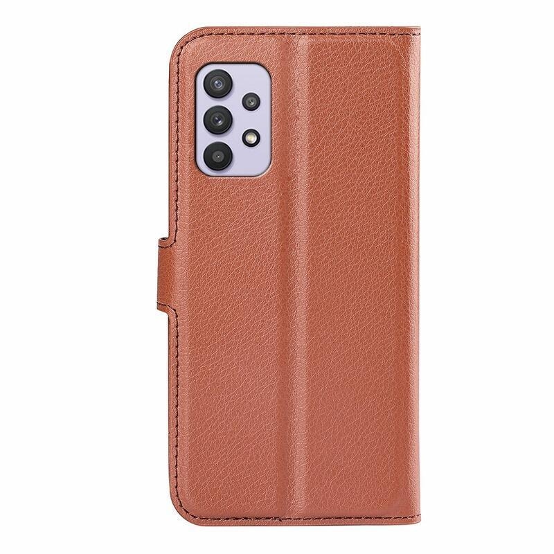 Litchi PU bőr pénztárca tok Samsung Galaxy A53 5G-hez - barna