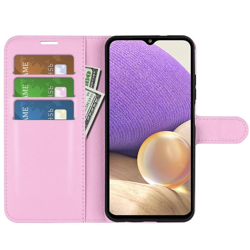 Litchi PU bőr pénztárca tok Samsung Galaxy A53 5G-hez - rózsaszín