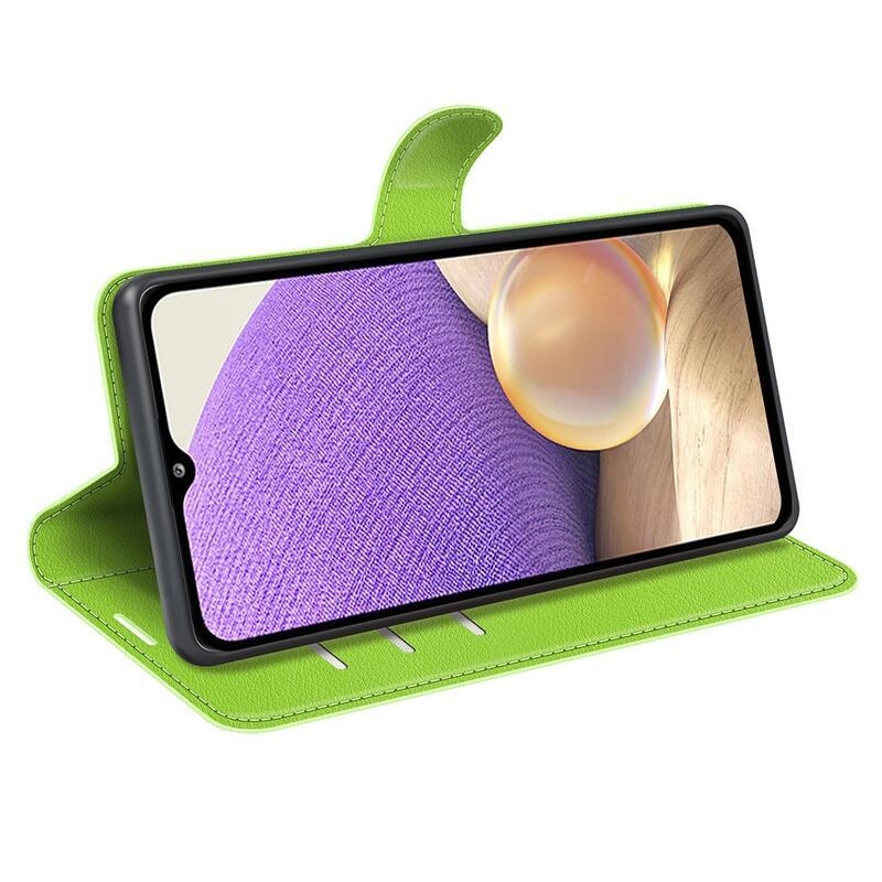 Litchi PU bőr pénztárca tok Samsung Galaxy A53 5G-hez - zöld