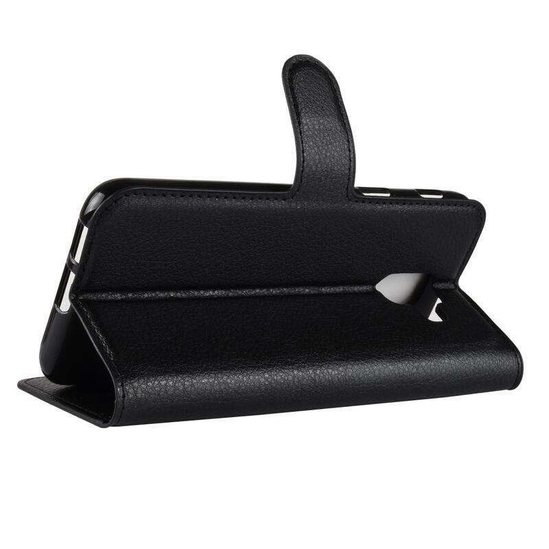 Litchi PU bőr pénztárca tok Samsung Galaxy A6 (2018) - fekete