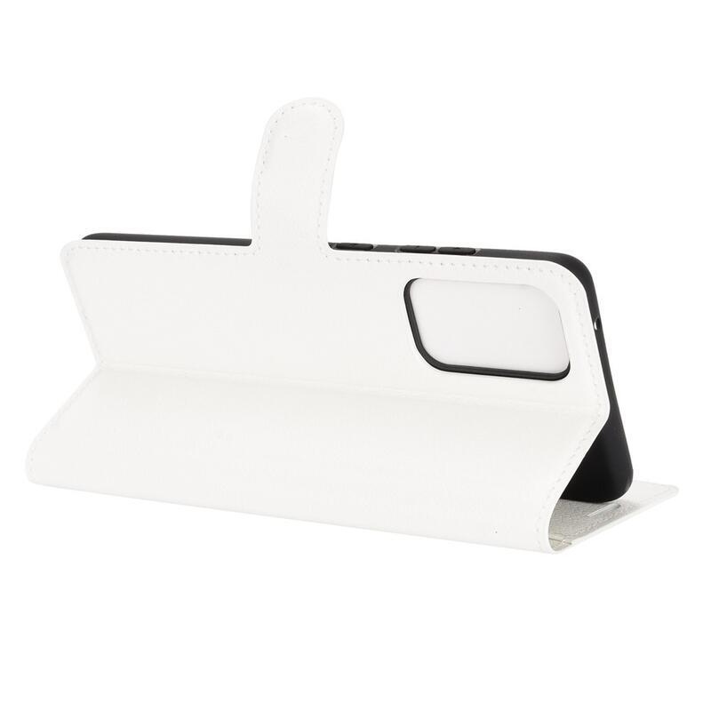 Litchi PU bőr pénztárca tok Samsung Galaxy A72 5G/4G - fehér