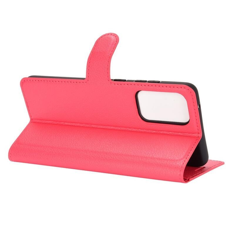 Litchi PU bőr pénztárca tok Samsung Galaxy A72 5G/4G - piros