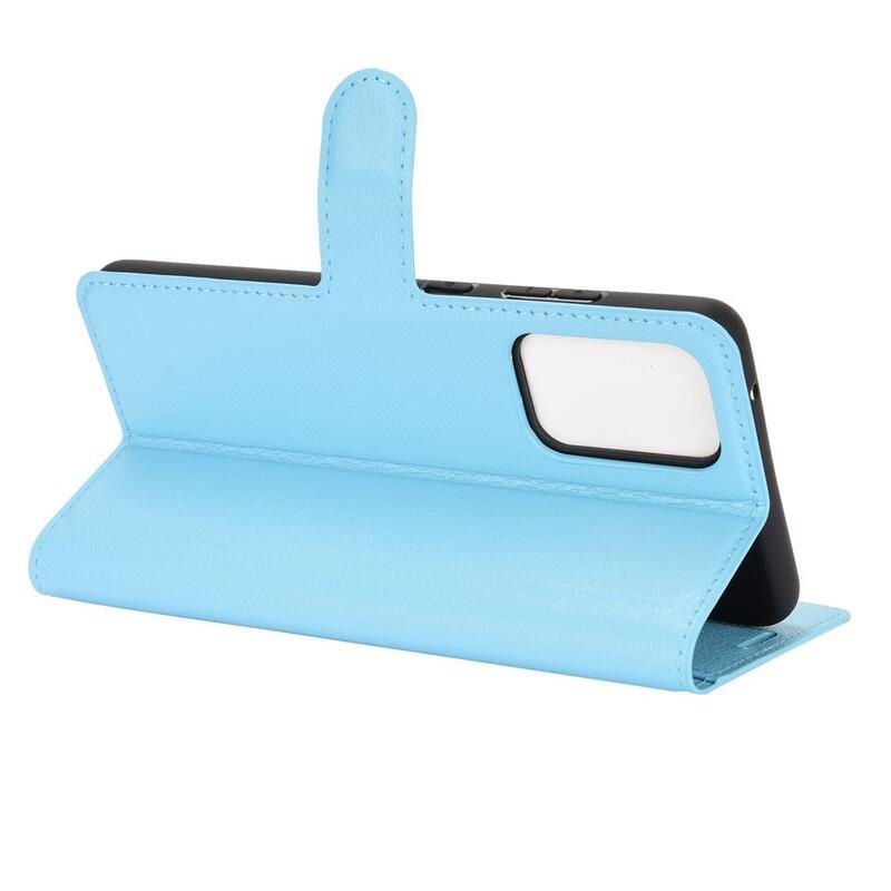 Litchi PU bőr pénztárca tok Samsung Galaxy A72 5G/4G - kék