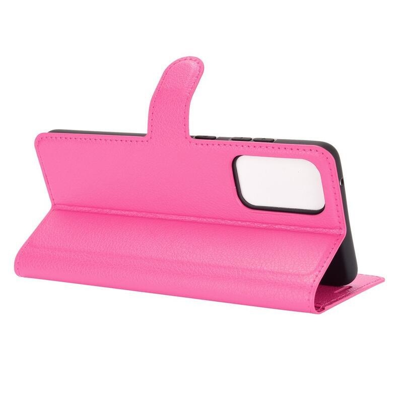 Litchi PU bőr pénztárca tok Samsung Galaxy A72 5G/4G - rózsaszín - rózsa