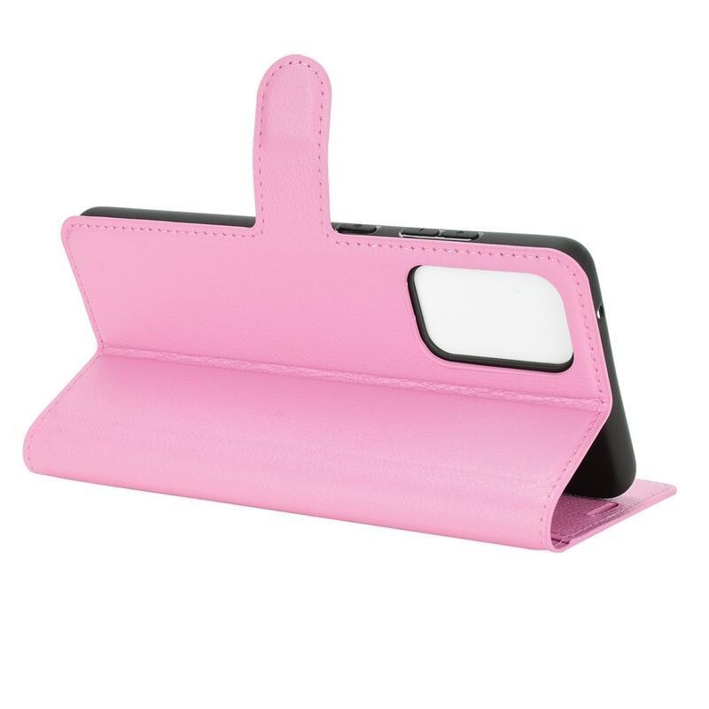 Litchi PU bőr pénztárca tok Samsung Galaxy A72 5G/4G - pink