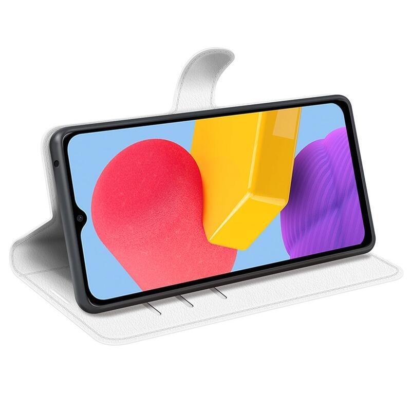 Litchi PU bőr pénztárca tok Samsung Galaxy M13 4G - fehér