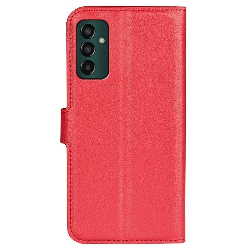 Litchi PU bőr pénztárca tok Samsung Galaxy M13 4G-hez - piros