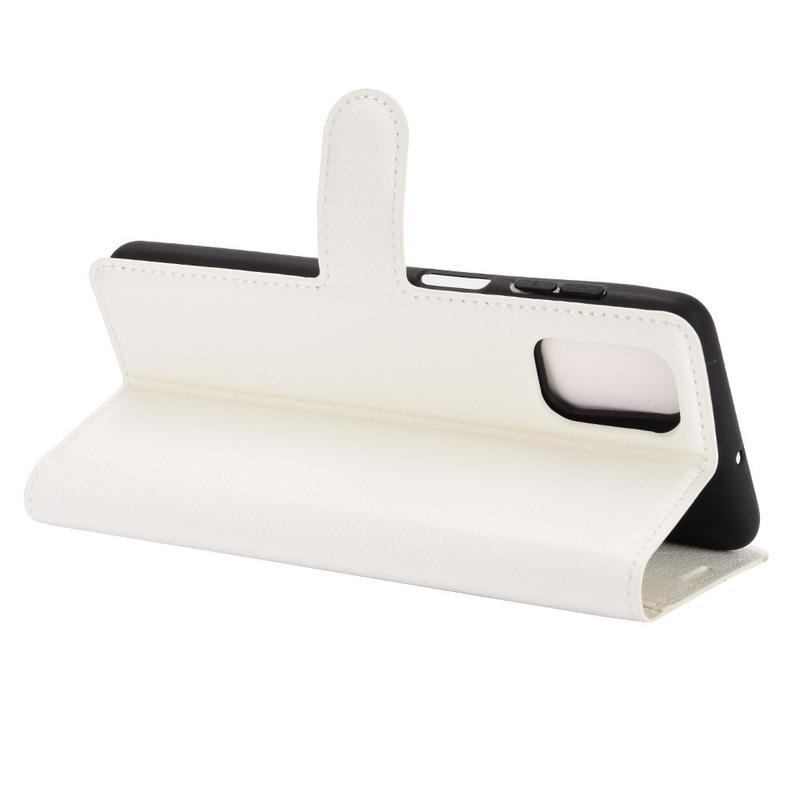 Litchi PU bőr pénztárca tok Samsung Galaxy M51-hez - fehér