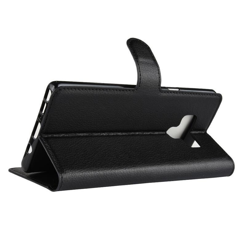 Litchi PU bőr pénztárca tok Samsung Galaxy Note 9-hez - fekete