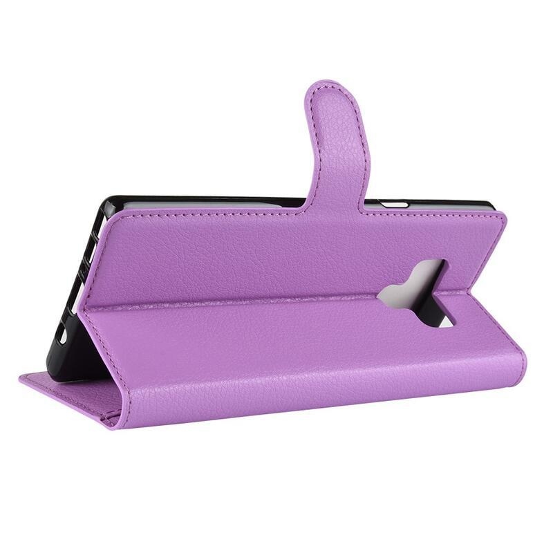 Litchi PU bőr pénztárca tok Samsung Galaxy Note 9-hez - lila