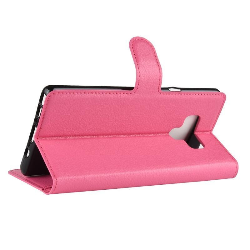 Litchi PU bőr pénztárca tok Samsung Galaxy Note 9-hez - rózsaszínű