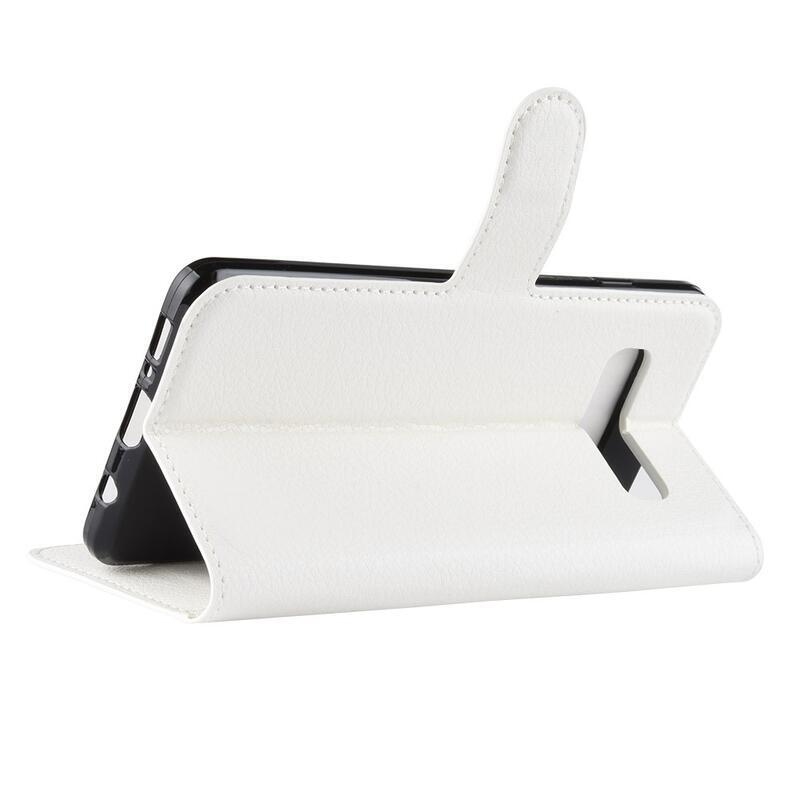 Litchi PU bőr pénztárca tok Samsung Galaxy S10 készülékhez - fehér