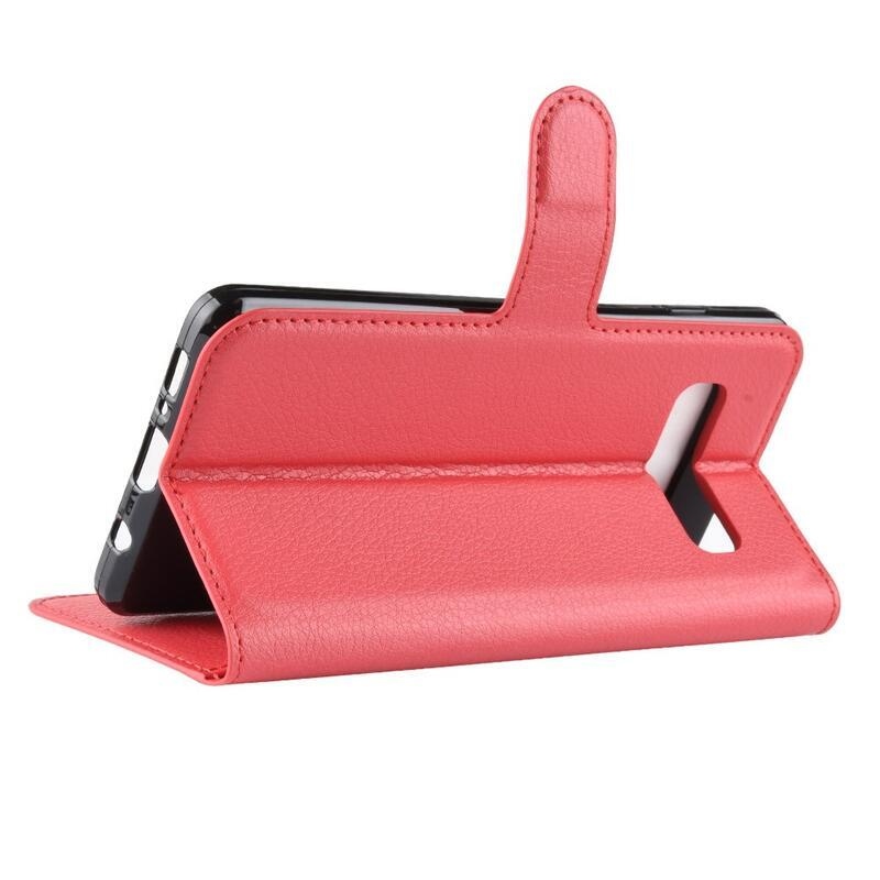 Litchi PU bőr pénztárca tok Samsung Galaxy S10 készülékhez - piros