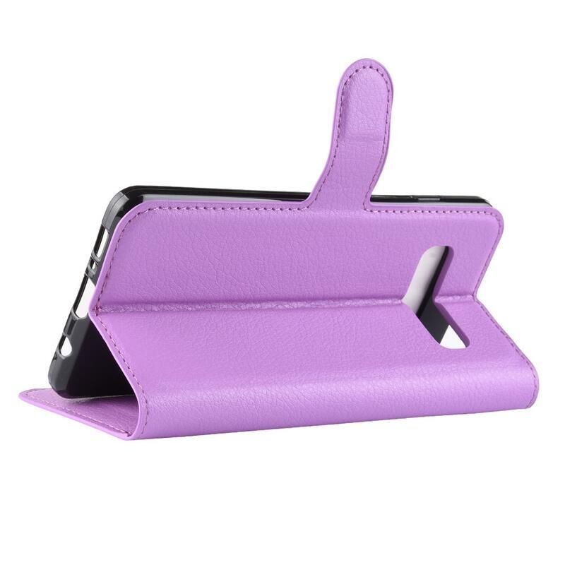 Litchi PU bőr pénztárca tok Samsung Galaxy S10 készülékhez - lila