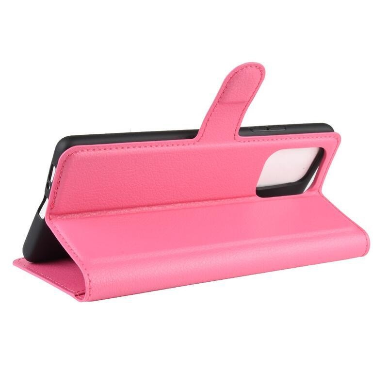 Litchi PU bőr pénztárca tok Samsung Galaxy S10 Lite-hoz - rózsaszínű