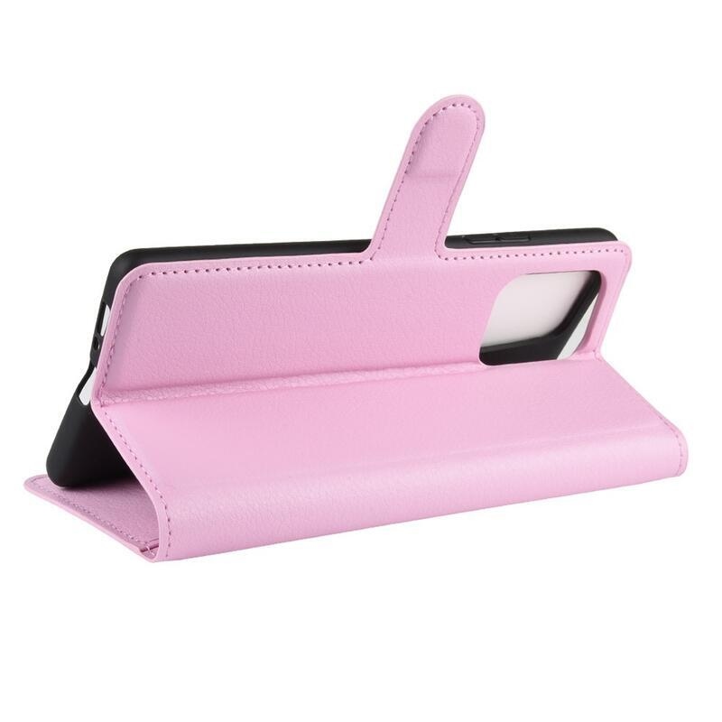 Litchi PU bőr pénztárca tok Samsung Galaxy S10 Lite készülékhez - rózsaszín