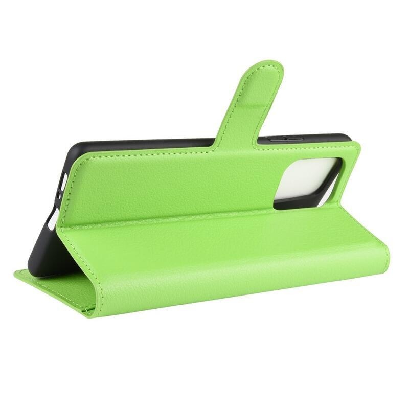 Litchi PU bőr pénztárca tok Samsung Galaxy S10 Lite készülékhez - zöld