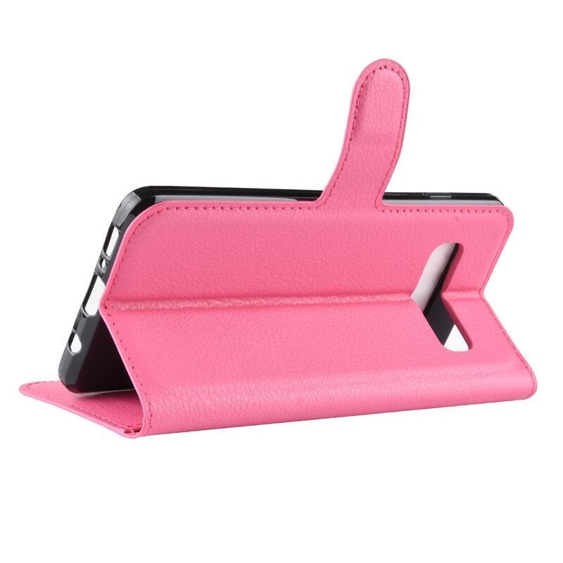 Litchi PU bőr pénztárca tok Samsung Galaxy S10 plus - rózsaszínű