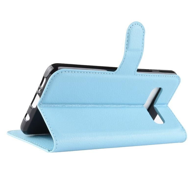 Litchi PU bőr pénztárca tok Samsung Galaxy S10 készülékhez - világoskék