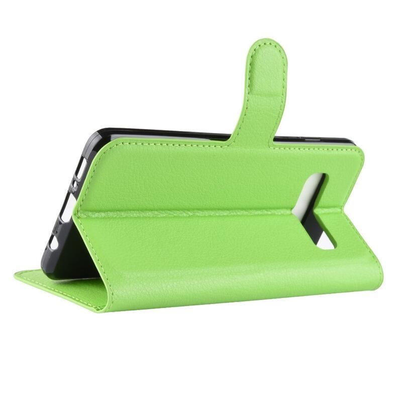 Litchi PU bőr pénztárca tok Samsung Galaxy S10 készülékhez - zöld