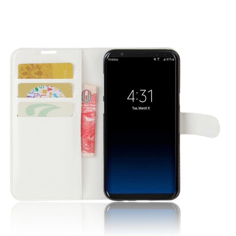 Litchi PU bőr pénztárca tok Samsung Galaxy S8 Plus-hoz - fehér