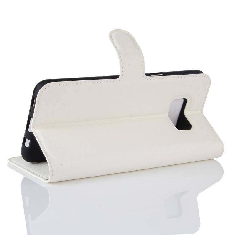 Litchi PU bőr pénztárca tok Samsung Galaxy S8 Plus-hoz - fehér