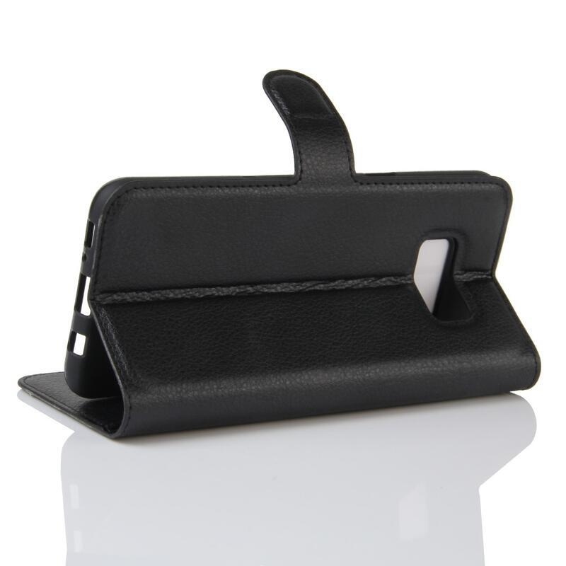 Litchi PU bőr pénztárca tok Samsung Galaxy S8 Plus-hoz - fekete